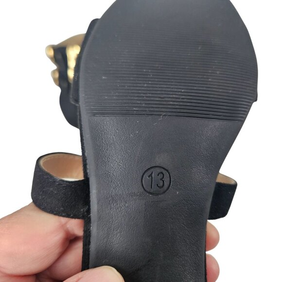 Girls Sz 13 Little Kid Black High Heel Sandals Cross Strap Wedding Party Church - Picture 10 of 14